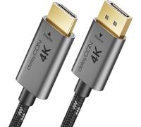 deleyCON 0,5m 4K DisplayPort vers HDMI Câble Court (pour Moniteur, TV, Projecteur) - 4K@60Hz - Unidirectionnel DisplayPort vers HDMI - Connecteur Aluminium + Gaine Nylon - pour DP Ordinateur, PC