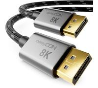 deleyCON 0,5m Câble DisplayPort 8K 1.4 8K@60Hz 4K@165Hz 2K@360Hz | Câble court de 50 cm, HBR3, 32,4 Gbit/s, UHD WQHD HDR, DSC 1.2, HDCP 2.2, G-Sync et FreeSync, DP 1.4 pour moniteur de jeu