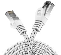 deleyCON 0,5m Câble LAN CAT7 - Cuivre, Gaine Nylon - AWG27 600 MHz 10 Gbit/s S/FTP (PIMF) Cordon RJ45 Ethernet pour Internet, DSL, Routeur - Blanc