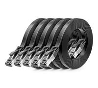 deleyCON 0,5m Câble Réseau plat CAT 8 RJ45 40 Gbit/s, 5 Pièces - Noir | Câble Ethernet Gigabit LAN court de 50 cm, en cuivre, câble plat fin, connecteur RJ45 pour CAT8, CAT7 et CAT6