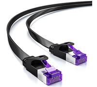 deleyCON 0,5m Câble Réseau plat Cat7 RJ45 10 Gbit/s LAN - Noir | Câble Ethernet RJ45 court de 50 cm, câble plat pour installation facile, pour Internet, commutateur, routeur, modem