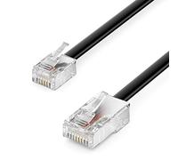 deleyCON 0,5m Câble Téléphonique Plat Prise RJ11 vers Prise Réseau RJ45 Câble Modulaire Modem Routeur Fax ISDN DSL VDSL Internet Noir