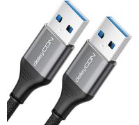 deleyCON 0,5m Câble USB 3.0 - Super Speed 5Gbit/s (2x Fiche USB-A) Connecteur Aluminium + Gaine Nylon Liaison Données pour Laptop, HDD, Imprimante, Modems, Disques, Caméras etc.