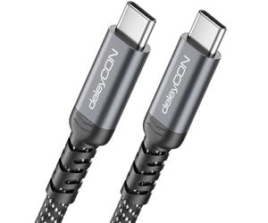 deleyCON 0,5m Câble USB-C Court 40Gbps 240W USB 4.0 Câble de Charge Câble de Données, DP Alt Mode, 8K@60Hz pour Notebook MacBook Moniteur SSD iPad iPhone 17 16 Air Max Pro Galaxy S25 etc.