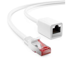 deleyCON 0,5m Cat6 Câble Patch Rallonge pour Ethernet LAN Câble Réseau Internet - RJ45 Fiche vers RJ45 Prise S/FTP PiMF 250 MHz Cuivre - Blanc