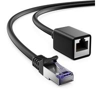 deleyCON 0,5m CAT7 Câble Patch Rallonge pour Ethernet LAN Réseau - CAT 7 Câble brut avec RJ45 Fiche vers RJ45 Prise S/FTP Cuivre PiMF 600 MHz - Noir