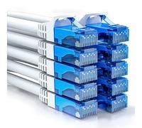 deleyCON 0,5m Set de Câbles Réseau CAT6 U-UTP RJ45, 10 Pièces - Blanc | Câble LAN CAT-6 court de 50 cm, câble de brassage, câble Ethernet pour DSL, commutateur, routeur, modem, répéteur