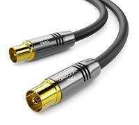 deleyCON 1,5m 4K TV Câble Antenne Coaxial Câble TV HDTV FULL HD - IEC Fiche vers IEC Prise - Connecteur Métallique - Analogique Numérique - Noir