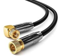 deleyCON 1,5m Câble Antenne SAT Câble Satellite Coaxial - HDTV Full HD 4K - Connecteur F 90° Coudé vers Connecteur F Droit - Noir