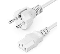 deleyCON 1,5m Câble Appareil Froid Alimentation Cordon électrique Prise Contact Protection Type F (CEE 7/7) vers Connecteur C13 PC Ordinateur Moniteur Imprimante Projecteur - Blanc