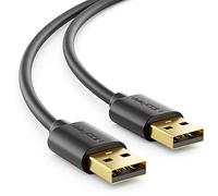 deleyCON 1,5m Câble de Données USB 2.0 High Speed - USB A Mâle vers USB A Mâle - Transfert de Données Rapide et sûr Connecteur USB Stable et Bien Ajusté Rétrocompatible Noir
