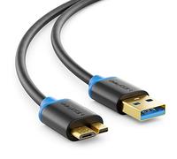 deleyCON 1,5m Câble Micro-USB 3.0 - Câble de Données Jusqu’à 5 Gbit/s - Charge pour Téléphone, Smartphone, Tablette, Disques Durs Externes - Connecteur USB-A vers Micro-B Noir