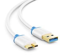 deleyCON 1,5m Câble Micro USB 3.0 - USB A Mâle à Micro B Mâle - Jusqu'à 5 Gbps - Câble de Chargement Câble de Données Pour Smartphone Tablet - Blanc Bleu