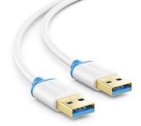 deleyCON 1,5m Câble USB 3.0 Super Speed - Connecteur A Mâle vers A Mâle - Vitesses de Transfert Jusqu’à 5 Gbit/s - Blanc/Bleu