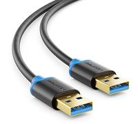 deleyCON 1,5m Câble USB 3.0 Super Speed - Connecteur A Mâle vers A Mâle - Vitesses de Transfert Jusqu’à 5 Gbit/s - Noir/Bleu