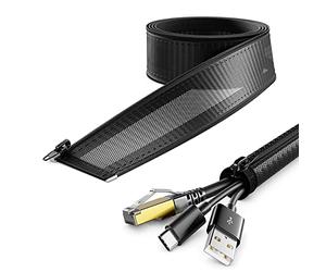 deleyCON 1,5m Faisceau de Câbles avec Fermeture à Glissière 15mm de Diamètre Gestion des Câbles Gaine de Câble Protection de Câble Gaine de Câble en Nylon Robuste Maison Lieu de Travail Bureau Noir