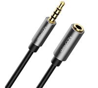 deleyCON 1,5m Rallonge Casque CTIA 4 Pôles TRRS Microphone 3,5mm Jack Câble Extension écouteurs AUX Connecteur Métallique Stéréo Audio PC Mobile Smartphone Tablette HiFi Récepteur