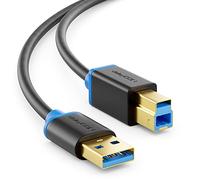 deleyCON 1,5m USB 3.0 Super Speed Câble Connecteur USB A Vers USB B Câble de Données Jusqu'à 5 Gbit/s Pour p. ex. Imprimantes Scanner Imprimantes Multifonctions Noir