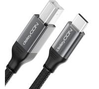 deleyCON 1,5m USB C Câble Imprimante (pour Imprimante, Scanner, MIDI) USB-C vers USB-B Liaison Tressée + Connecteur Métallique pour Epson HP Samsung Canon Brother iPhone 17 Max Air 16 15 Notebook