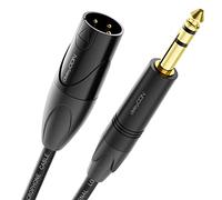 deleyCON 1,5m XLR vers 6,35mm Jack Stéréo - Câble Adaptateur Audio AUX Microphone - Qualité Studio - en Cuivre OFC pur (AWG24) Fiche XLR vers Fiche Jack 6,35mm - Verrouillage Métallique
