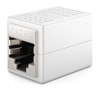 deleyCON 1 coupleur RJ45 (10 Gbit/s) - Câble LAN - Adaptateur réseau Ethernet - Compatible Cat8, Cat7, Cat6, Cat5 - Câble patch LAN DSL POE - 2 prises RJ45 - Blanc