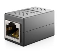 deleyCON 1 pièce Coupleur RJ45 (1000 Mbit) Gigabit LAN Câble d'extension Câble réseau Adaptateur Ethernet Compatible avec Cat8, Cat7, Cat6, Cat5, Câble patch DSL POE 2 x RJ45 femelle - Noir