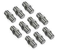 deleyCON 10 Pièces Sat Adaptateur Connecteur Câble Coaxial Rallonger 2X F Femelle Nickelé pour Câble Sat BK Installations