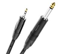 deleyCON 10m 6,35mm Mono vers 3,5mm Stéréo Jack Câble AUX - Qualité Studio - en Cuivre OFC pur (AWG24) - pour Guitare électrique Basse Amplificateur Mixeur Clavier