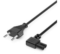deleyCON 10m Câble Alimentation Cordon électrique Prise Type C Euro vers Prise C7 90° Coudée Euro Câble Appareil 8 TV Blu-Ray Appareils Ménagers Adaptateurs - Noir