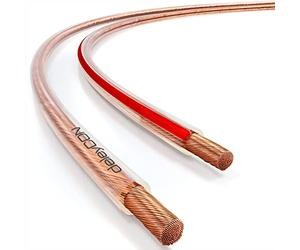 deleyCON 10m Câble Haut-Parleurs 2x 4,0 mm² - Pur Cuivre OFC - Audio pour Enceintes HiFi & Surround - Repérage des Polarités - Transparent