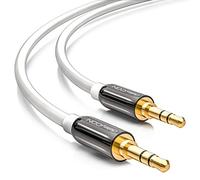 deleyCON 10m Câble Jack 3,5mm AUX Câble Audio Stéréo Fiche Jack Droite pour PC Laptop Smartphone Tablette Voiture Récepteur HiFi - Blanc