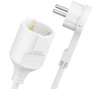 deleyCON 10m Cordon Alimentation Rallonge avec Fiche Plate Contact Protection Câble électrique Extension 3680W Usage Domestique Bureau Multimédia Blanc