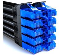 deleyCON 10x 0,25m CAT6 Câble Réseau set - Court 25cm U-UTP RJ45 CAT-6 LAN Câble Patch Ethernet DSL Switch Routeur Modem Répéteur Panneau Patch - Noir