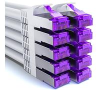 deleyCON 10x 0,25m CAT7 Câble Réseau - 10 Gigabit - Court 25cm RJ45 Câble Patch Ethernet (Cuivre, Blindage SFTP PiMF) - LAN DSL Switch Modem Routeur Panneau Patch CAT7 CAT6 CAT5 - Blanc