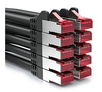 deleyCON 10x 0,5m Câble Patch CAT6 PIMF S/FTP un Blindage CAT-6 RJ45 Câble Réseau Câble Ethernet LAN DSL Routeur Modem Point D'Accès Patch Panels - Noir