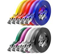 deleyCON 10x 0,5m CAT 8 Câble Réseau Plat (40 Gbit/s, Cuivre) Gigabit Ethernet LAN - Câble Mince Plat Liaison Patch Court - Fiche RJ45 pour CAT8 CAT7 CAT6 - Coloré