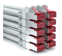 deleyCON 10x 0,5m CAT6 Câble Patch S/FTP PIMF Blindage CAT-6 RJ45 Câble Réseau Ethernet LAN DSL Switch Routeur Modem Point Accès PanneAUX Patch - Gris