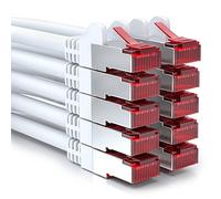 deleyCON 10x 0,5m CAT6 Câble Patch S/FTP PIMF Blindage CAT-6 RJ45 Câble Réseau Ethernet LAN DSL Switch Routeur Modem Point Accès PanneAUX Patch - Blanc