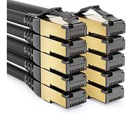 deleyCON 10x 1m CAT8.1 Câble Patch Réseau Liaison Données S/FTP PiMF 2000 MHz 40 Gbit RJ45 LAN DSL CAT.8 Ethernet Connecteur RJ45 - Noir