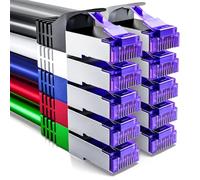 deleyCON 10x 2m CAT7 Câble Réseau - 10 Gigabit - RJ45 Câble Patch Ethernet (Cuivre, Blindage SFTP PiMF) - LAN DSL Switch Modem Routeur Panneau Patch CAT7 CAT6 CAT5 - Coloré