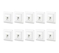 deleyCON 10x Prise Réseau CAT6a Encastrable avec RJ45 Keystone - 10 Gbit/s - STP Blindée - Prise de Données pour Câbles de Raccordement, Réseau, Ethernet à Poser - Gigabit LAN - Blanc