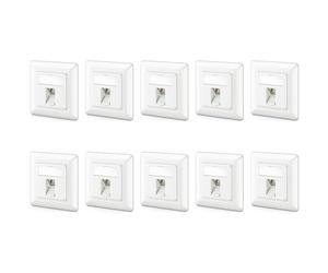 deleyCON 10x Prise Réseau CAT6a Encastrable avec RJ45 Keystone - 10 Gbit/s - STP Blindée - Prise de Données pour Câbles de Raccordement, Réseau, Ethernet à Poser - Gigabit LAN - Blanc