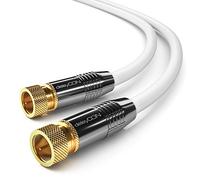 deleyCON 12,5m Câble D’antenne SAT Coaxial pour DVB-S/S2 4K Ultra HD Full HD 1080p HDTV - 2x Fiches F, Connecteurs Métalliques - Blanc