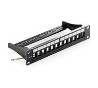 deleyCON 12 Port Panneau Patch Modulaire pour Keystone Modules 1 HE 10" Rack Montage Compatible CAT5 CAT6 CAT7 CAT8 LAN Réseau Câble Installation Noir