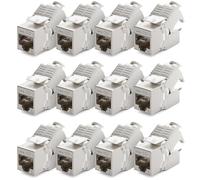 deleyCON 12x CAT 8 Module Jack Keystone Câble de Brassage Câble Réseau Optimal pour CAT8 CAT7 CAT7a Câble de Pose Connecteur Blindage STP Prise RJ45 Réseau Panneau de Brassage Support Keystone