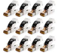 deleyCON 12x Connecteur RJ45 10 Gbit/s Sans Outil Pince Coupante LSA pour LAN Ethernet Câble de Pose - Pour Câbles Réseau CAT6a CAT7 CAT7a CAT8 Câble PoE Blindé Boîtier Métallique