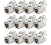 deleyCON 12x Module Jack CAT6a Keystone Câble de Brassage Câble Réseau Connecteur STP Blindage Prise Réseau RJ45 Panneau de Brassage Support Keystone Extension