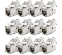 deleyCON 12x Module Keystone Cat 7 Optimal pour Câbles CAT7/CAT6/CAT6a - Compatible avec Câbles D’Installation, de Raccordement et Réseau - Blindage STP - Port RJ45-1000 MHz, 10 Gbit/s - (LSA)