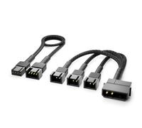 deleyCON 15cm 2-Pin Molex Câble en Y pour Ventilateur 12V vers 3x 3-Pin Mâle (2 Pôles) + Ventilateur PWM 30cm Câble D'extension 4 Pins - 3 Ventilateurs de Boîtier à un Bloc D'alimentation - Noir