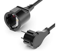 deleyCON 15m Câble d'alimentation Rallonge avec Fiche Plate Contact de Protection Électricité Câble Renouvellement 3680W Ménage Bureau Multimédia Noir